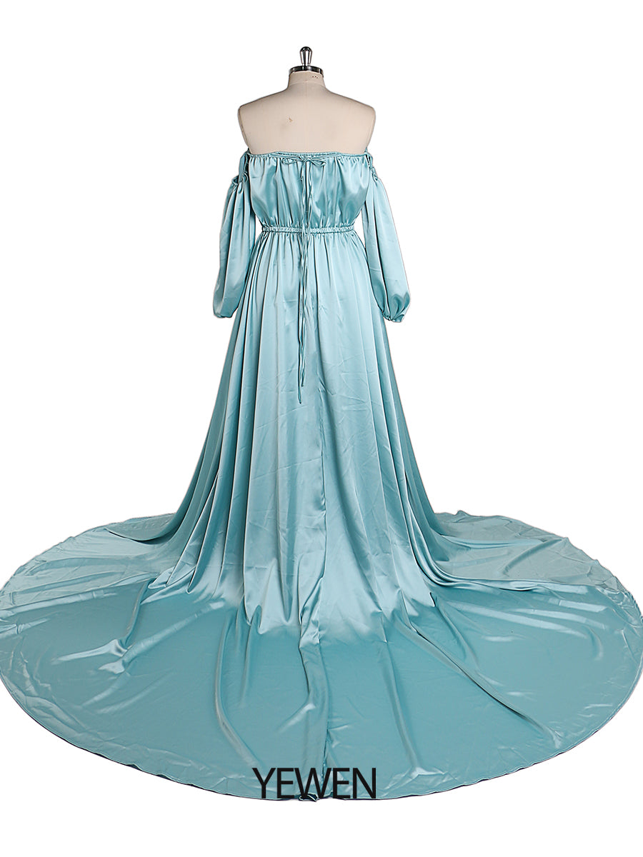 Schulterfreies Umstandsabendkleid Lang Schwangere Frauen Ausgefallene Schwangerschaft Elegence Maxikleid Fotoshooting Kleider YD211103 