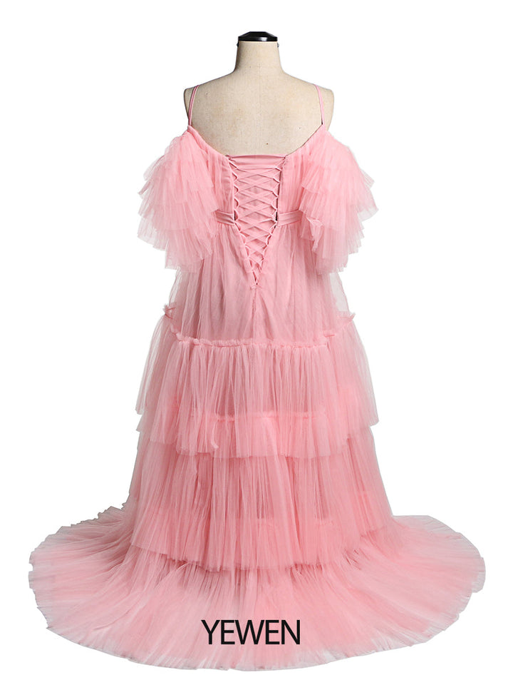 V-Ausschnitt Erstkommunionkleider für Mädchen Weicher Tüll Blumenmädchenkleider Prinzessin Partykleid Fotoshootingkleid 