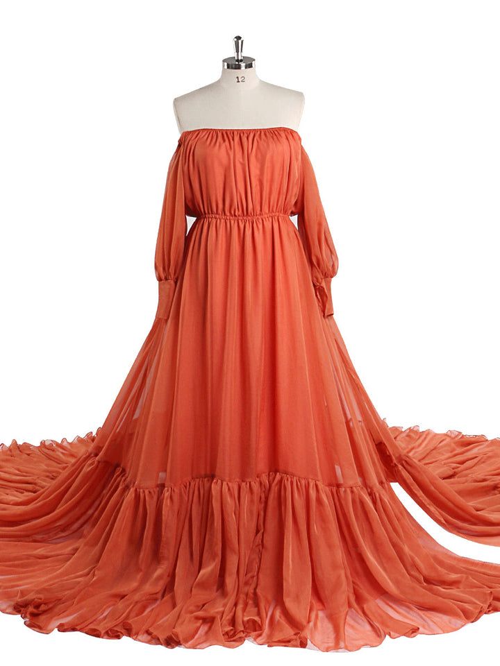 Weiches Seidenchiffonkleid mit großem Rock, Umstandskleid für Babyparty, Fotografie, Kleider, YEWEN YW220901 