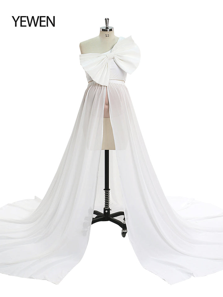 Rosa Schleife Mutterschafts-Shooting-Outfits 2-teiliges Set Kleid Babyparty Umstandskleid YW21032 