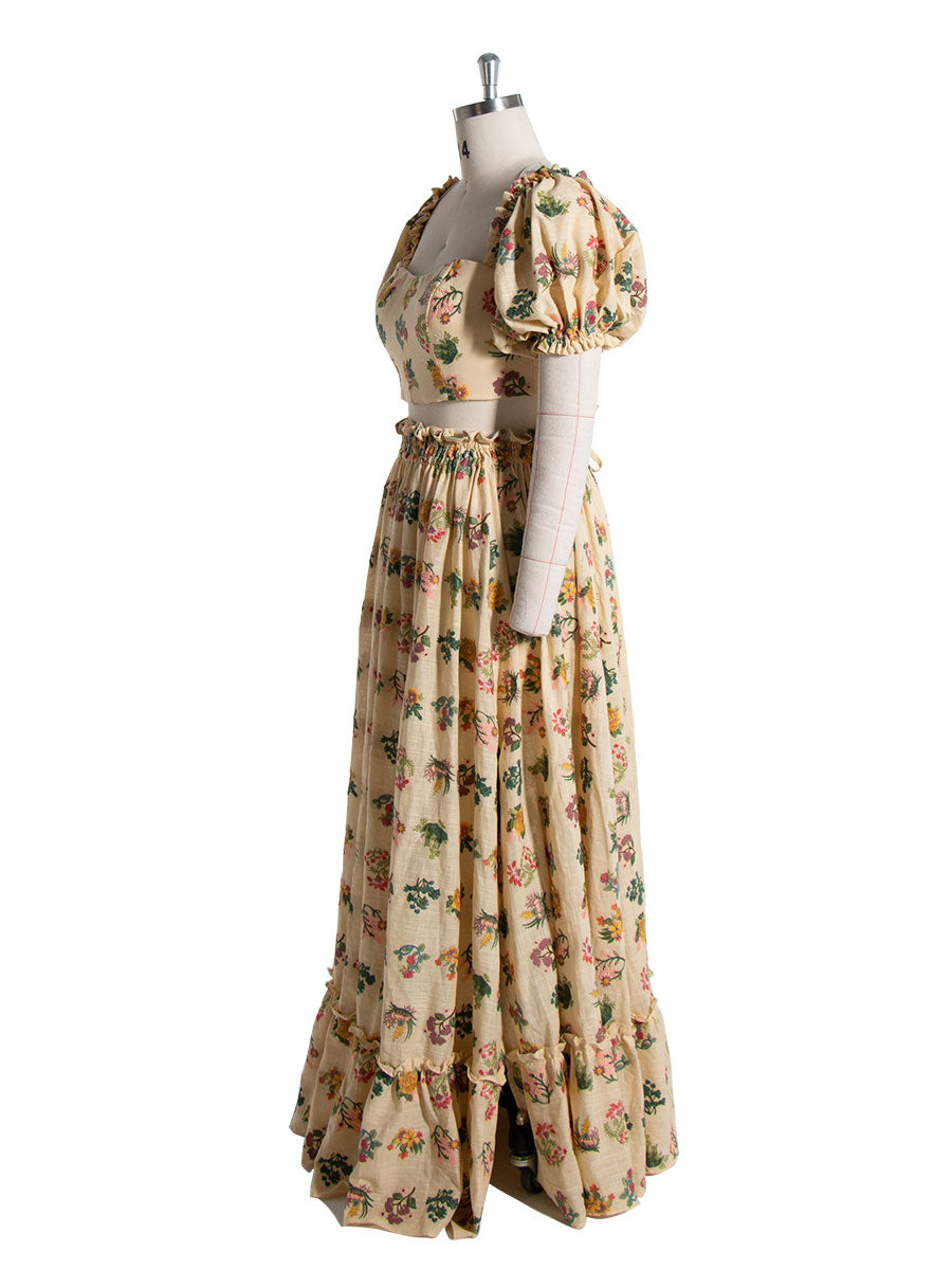 Embroidered Floral , 2 Piece Set Dress , Elastic Waist , Boho Photo Shoot Dress