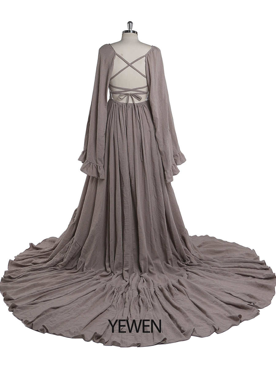 V-Ausschnitt rückenfreies Abendkleid Fotografie Kleider Babyparty Kleid für Schwangere YEWEN YD22108