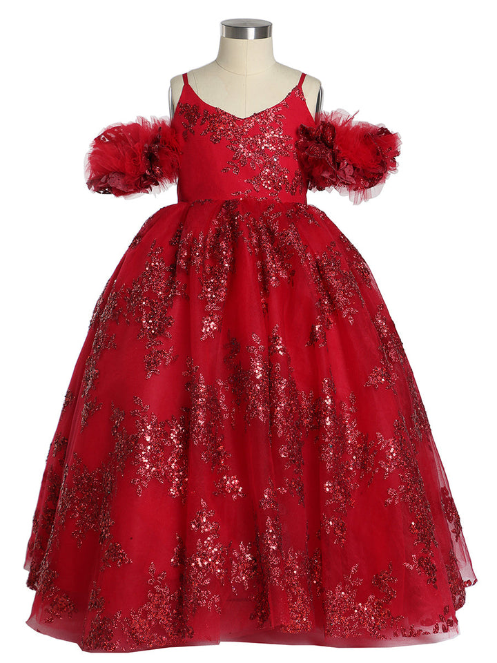 Grüne Pailletten Tüll Blumenmädchen Kleider für Hochzeit Geburtstag Party Kinder Foto-Shooting Kleid YEWEN 