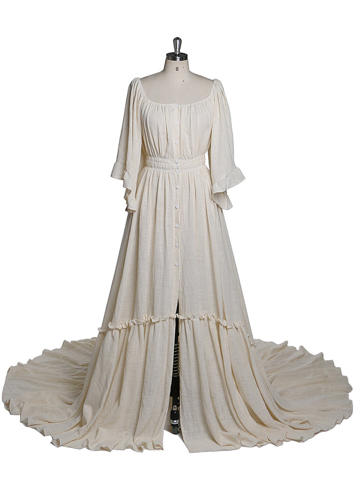 Abendkleider mit ausgestellten Ärmeln und Stretch-Ausschnitt, Fotografie-Kleid, Babyparty-Kleid für Schwangere, YEWEN 2021 YD21829