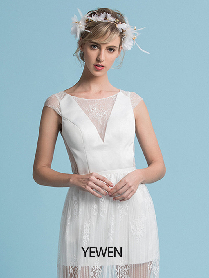 Böhmisches minimalistisches Brautkleid mit abnehmbarem Rock 