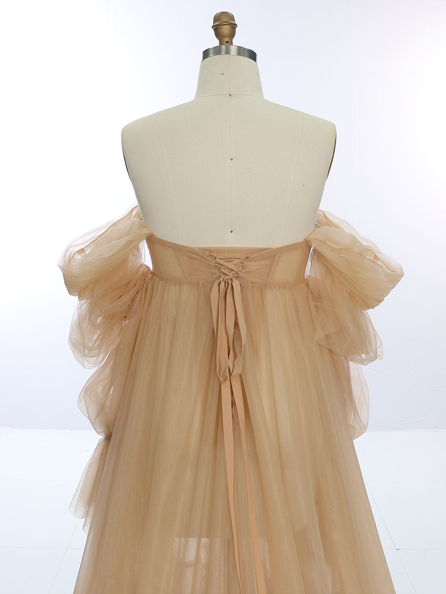 Tulle Maternity Dress for Photo Shoots, Corset Back Maternity Gown for Photoshoot