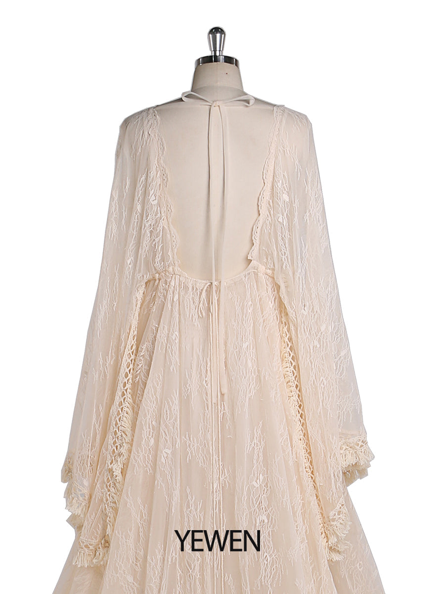 Boho-Umstandskleid aus Spitze für die Fotografie, verstellbare Taille, Umstandskleider für die Dusche, Kleider, gratis Unterkleid, YEWEN YW220418 