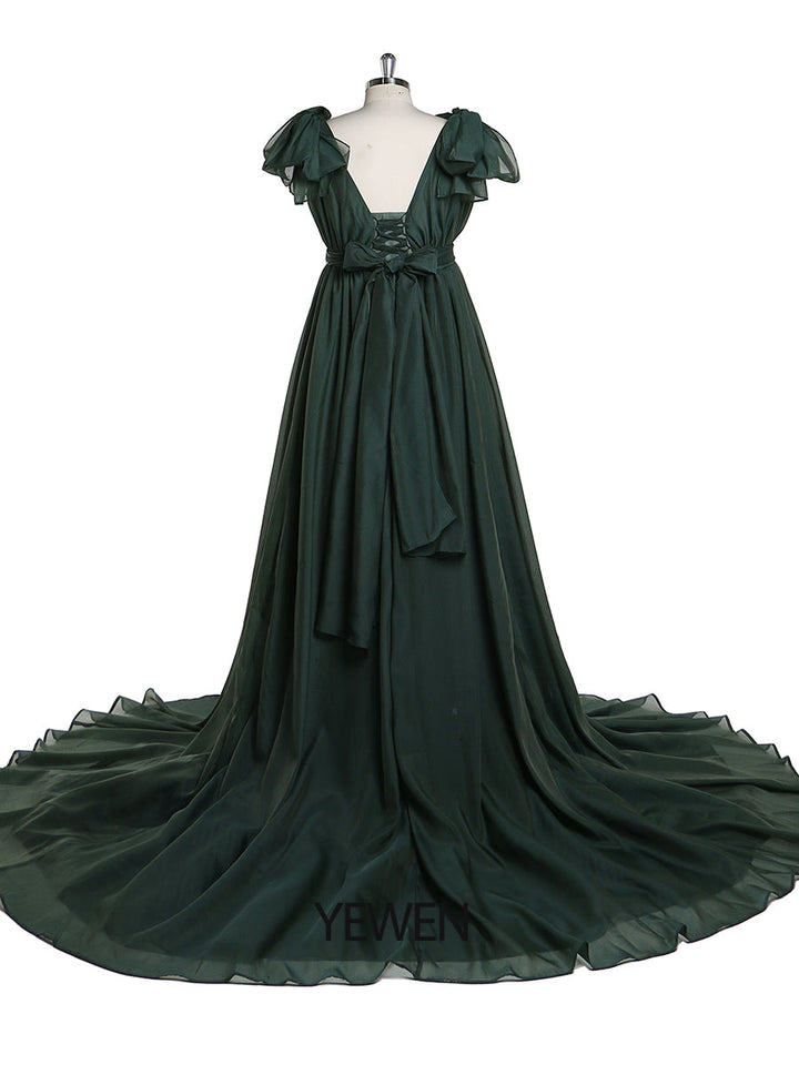 Umstandsbrautkleider aus Seide mit langer Schleppe, Umstands-Fotoshooting-Kleid für Babyparty, YW221102 