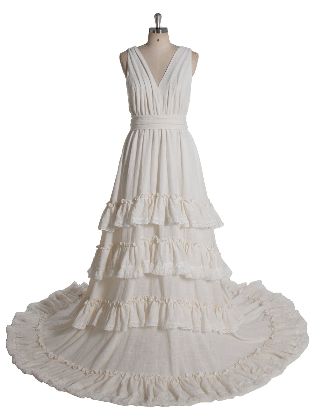 Boho Chic Cotton Layered Ruffles Maxi Dress 