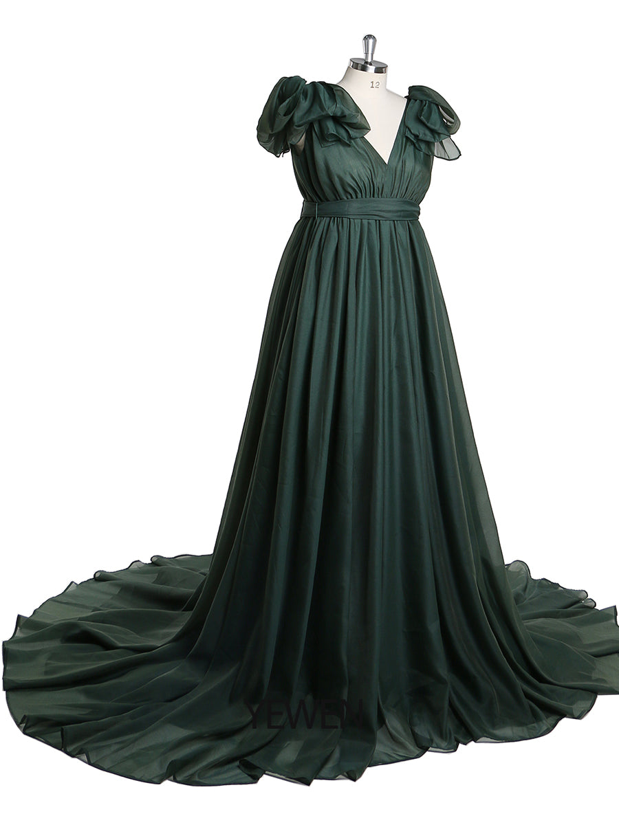 Umstandsbrautkleider aus Seide mit langer Schleppe, Umstands-Fotoshooting-Kleid für Babyparty, YW221102 