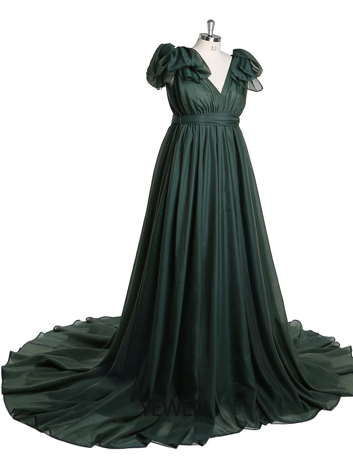 Umstandsbrautkleider aus Seide mit langer Schleppe, Umstands-Fotoshooting-Kleid für Babyparty, YW221102 
