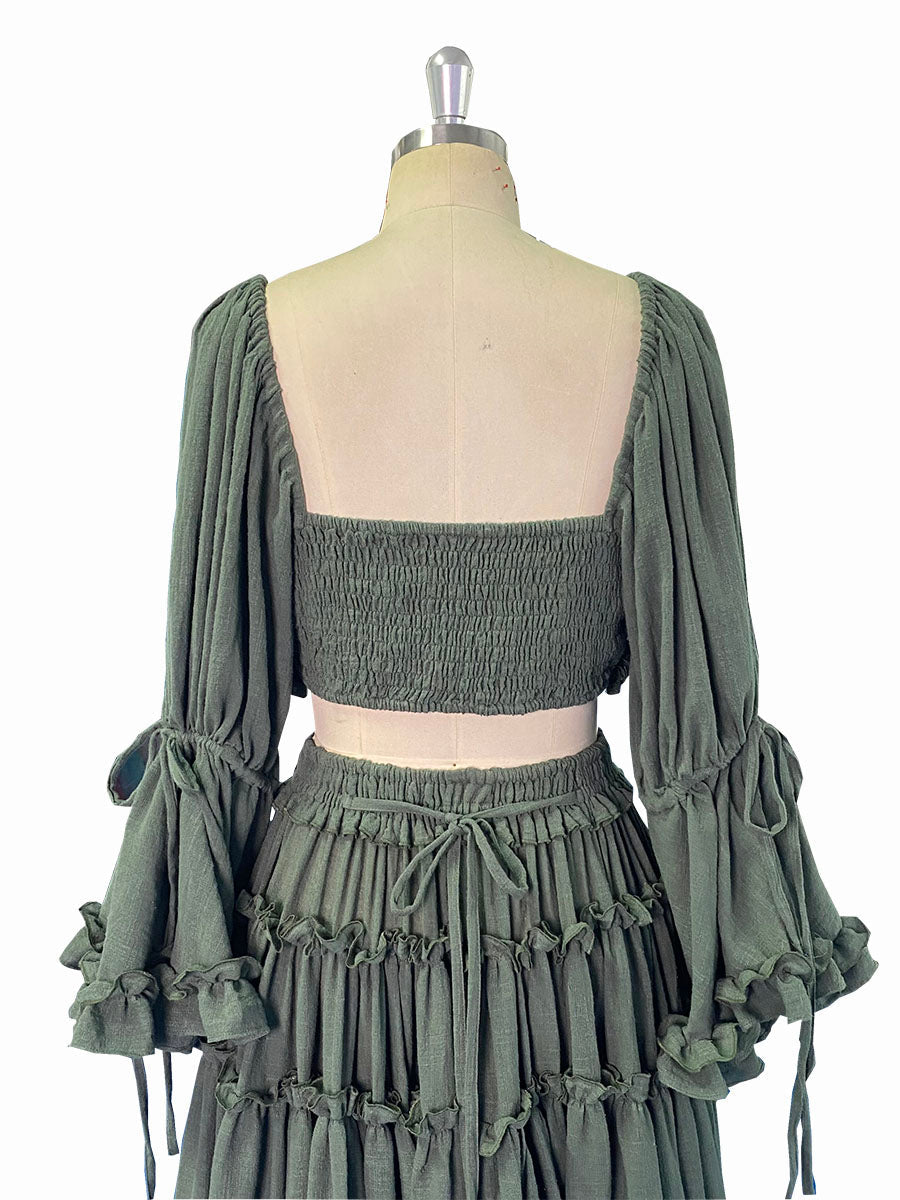 2 Piece Set, Long Sleeves , Cotton Woman Maxi Dresses for Photo Shoot, Fancy Photography Props