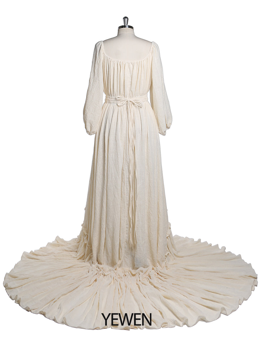 Versandfertig - Schulterfreies Kleid mit langen Ärmeln für die Fotografie, für Schwangere, Babyparty, YD21812