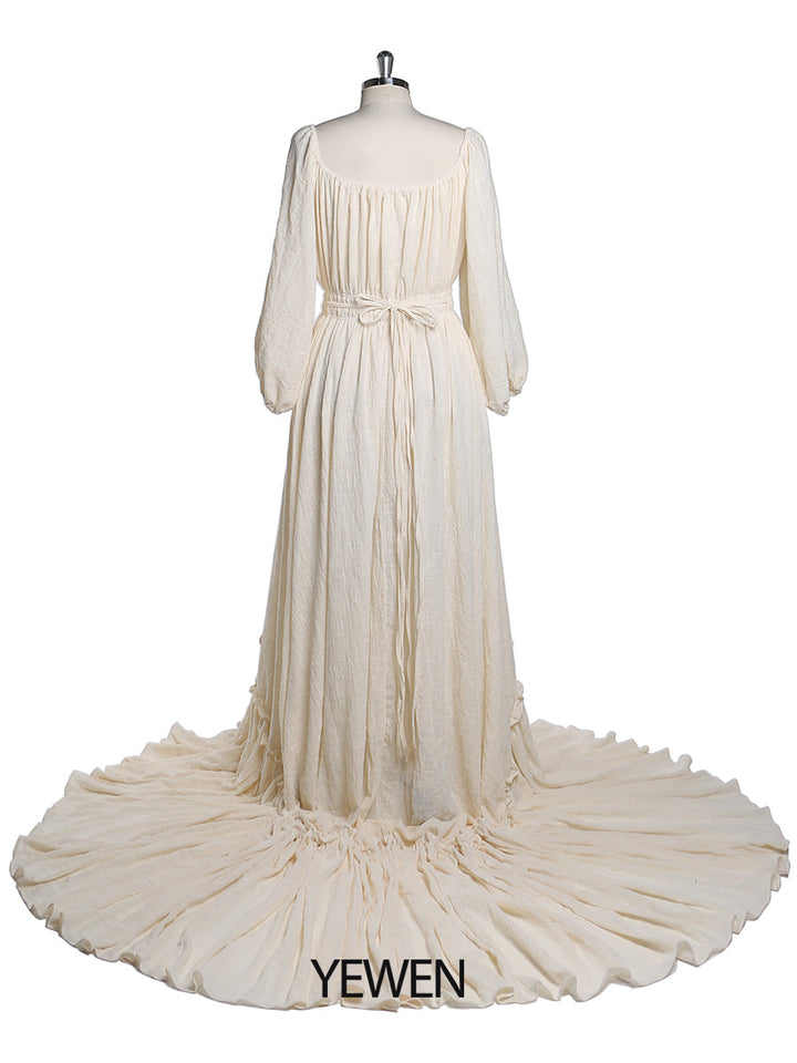 Versandfertig - Schulterfreies Kleid mit langen Ärmeln für die Fotografie, für Schwangere, Babyparty, YD21812