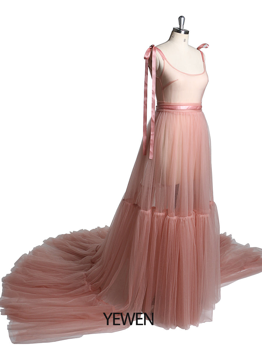 Ärmelloses, sexy Abendkleid mit V-Ausschnitt und Schlitz für Fotoshootings YW2025