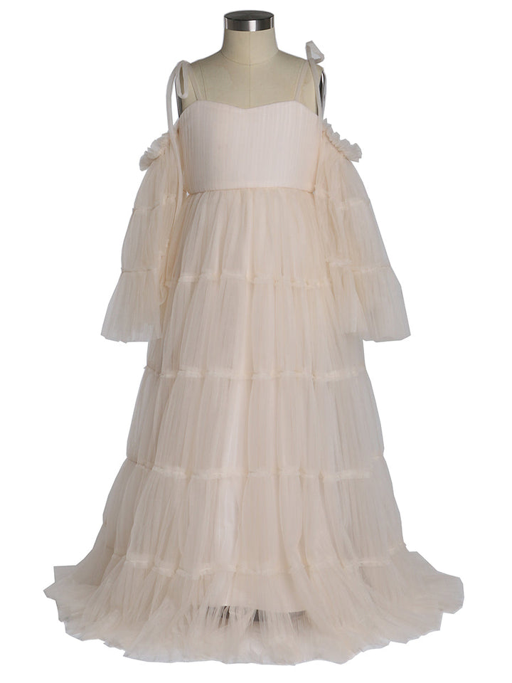 Tüll Plissee Mädchen Kleid für Foto Shooting Kinder Party Ballkleid Blumenmädchen Kleider Kinder Party Kleid für Hochzeit YEWEN YW211230 