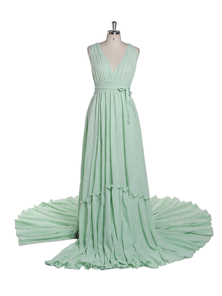 Abendkleider mit V-Ausschnitt und Stretch-Taille, Fotografie-Kleid, Babyparty-Kleid für Schwangere, YEWEN YD211009