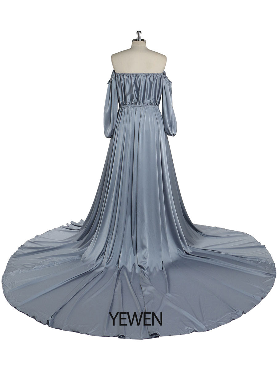 Schulterfreies Umstandsabendkleid Lang Schwangere Frauen Ausgefallene Schwangerschaft Elegence Maxikleid Fotoshooting Kleider YD211103 