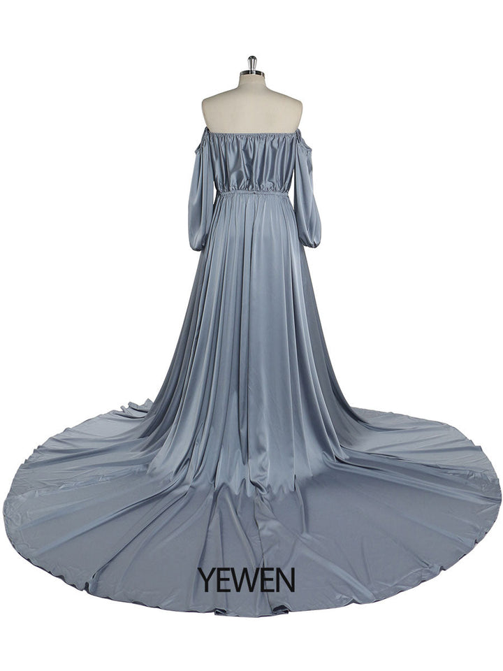 Schulterfreies Umstandsabendkleid Lang Schwangere Frauen Ausgefallene Schwangerschaft Elegence Maxikleid Fotoshooting Kleider YD211103 