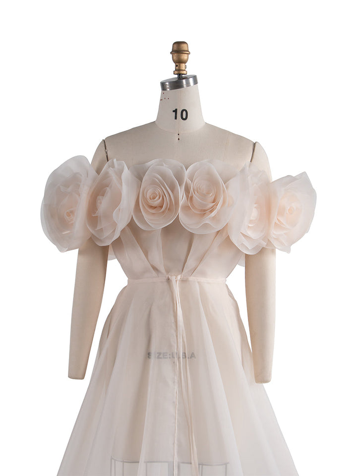 Umstandskleid für Fotoshootings, durchsichtiges Umstandskleid mit 3D-Blumen, transparentes Organza-Schwangerschaftskleid für Babyparty, YW250023 