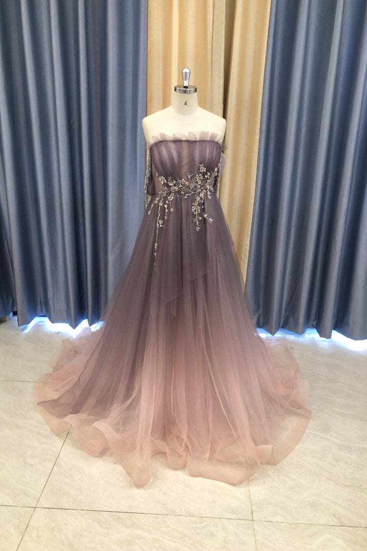 Farbverlauf Sternenhimmel Bunte Brautkleider Braut Couture Tüllkleid Fotoshooting Kleid 