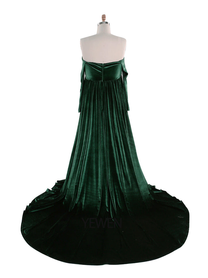 Stretch-Samt-Boho-Kleid für Damen in Übergröße, lange Ärmel, zauberhaftes Kleid für besondere Momente, Schwangerschafts-Fotoshootings, Kleid YEWEN YW220827 