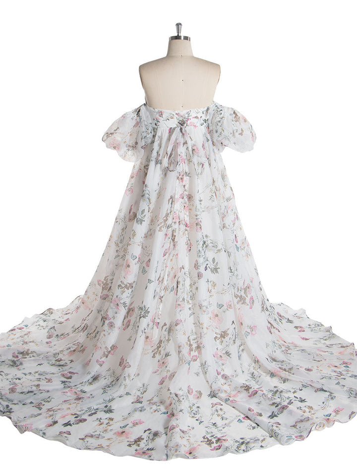 V Neck, Printed Floral Matrenity Photoshoot Dresses for Women
