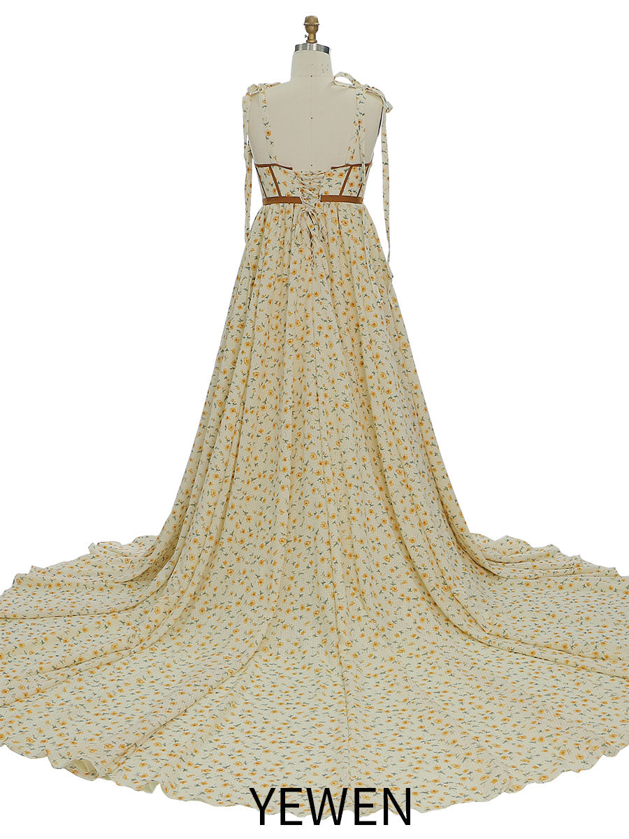 Umstandskleid aus Chiffon mit Blumenmuster und hoher Taille für Fotoshootings YW231032-1 