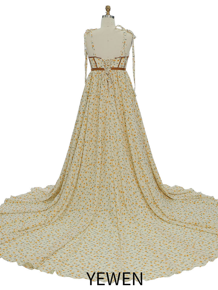 Umstandskleid aus Chiffon mit Blumenmuster und hoher Taille für Fotoshootings YW231032-1 