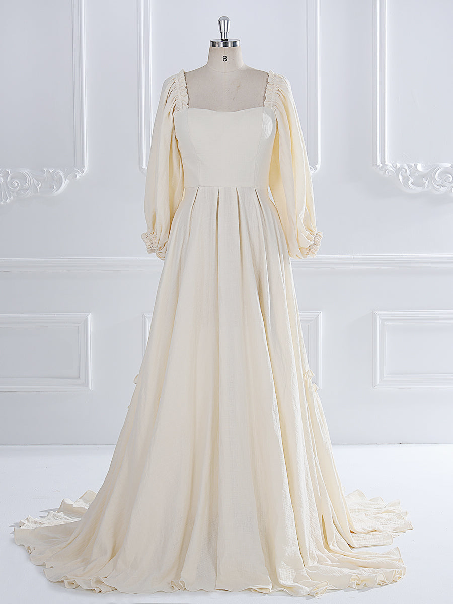 Long Sleeves , Elastic Back Waist, Woman Cotton Maxi Dress ,Photoshoot Dresses for Ladies