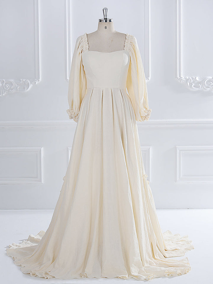 Long Sleeves , Elastic Back Waist, Woman Cotton Maxi Dress ,Photoshoot Dresses for Ladies