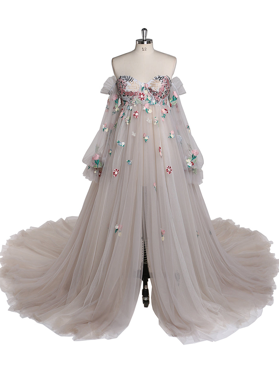 floral wedding dresses with color
