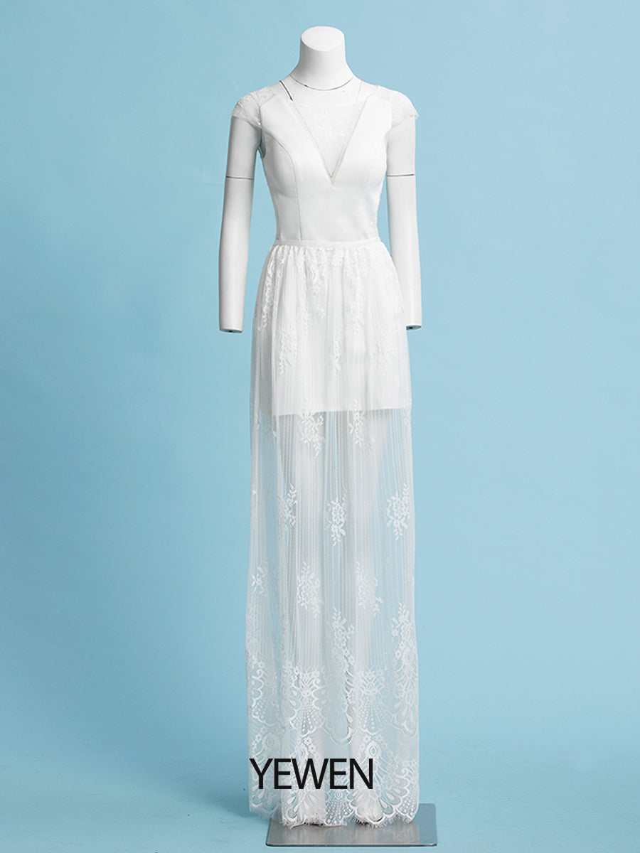 Böhmisches minimalistisches Brautkleid mit abnehmbarem Rock 