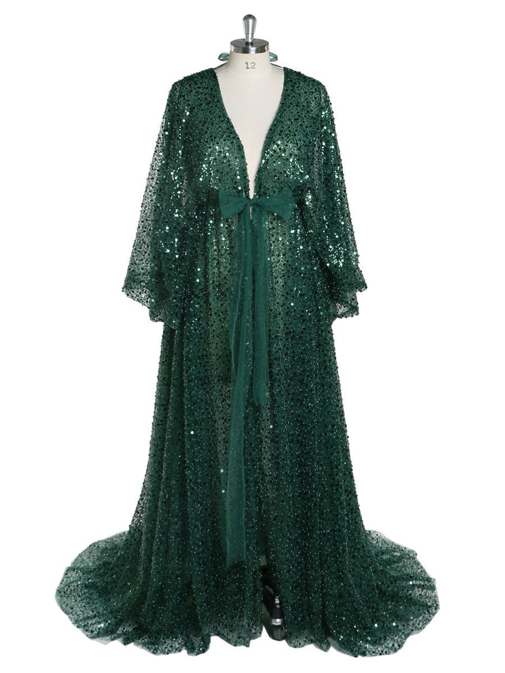 Umstandskleid mit goldenen Pailletten und Perlen für Fotoshootings, Stretch-Taille, Schwangerschaftsfotografie, Robe, Babyparty-Kleid YD21820 