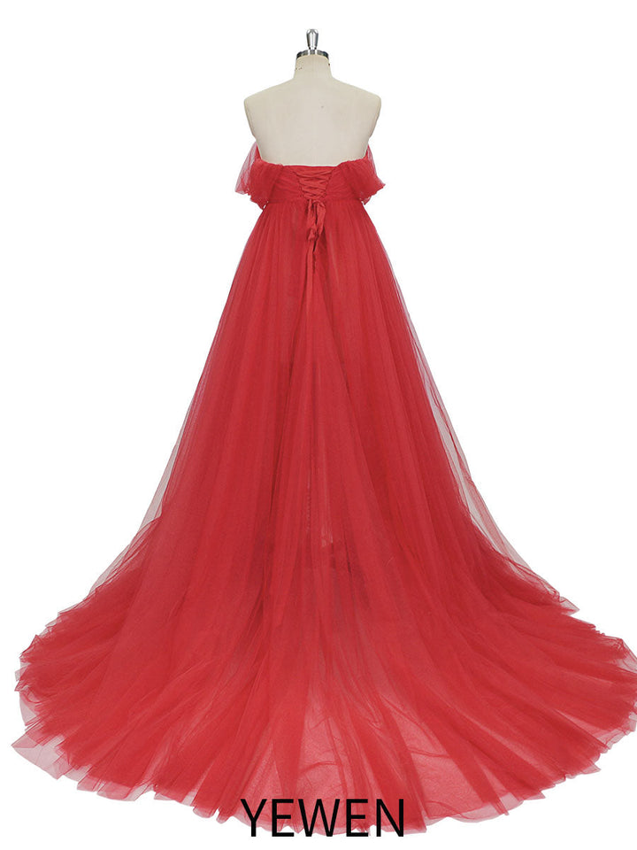 Schulterfreies Umstandskleid, Schwangerschafts-Requisite, Maxikleid für Fotoshootings, YW231052 