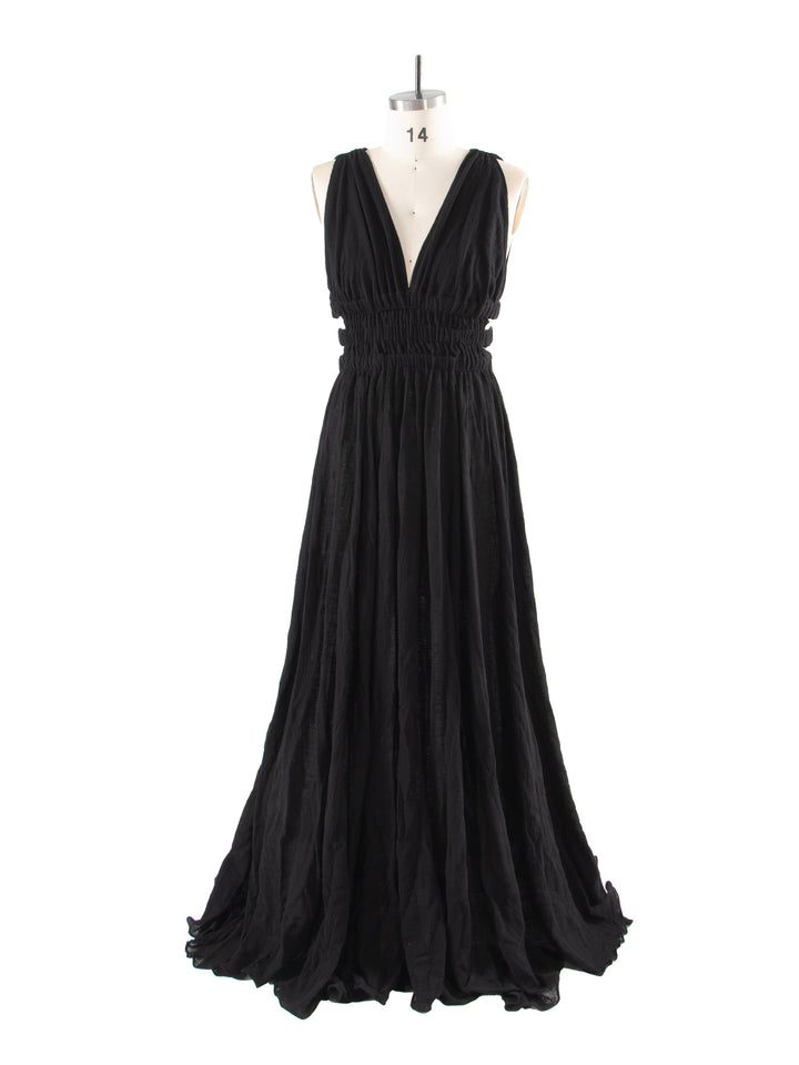 V-Ausschnitt Kleid mit elastischer Taille und Seitenschlitz für Fotoshootings, YW221118