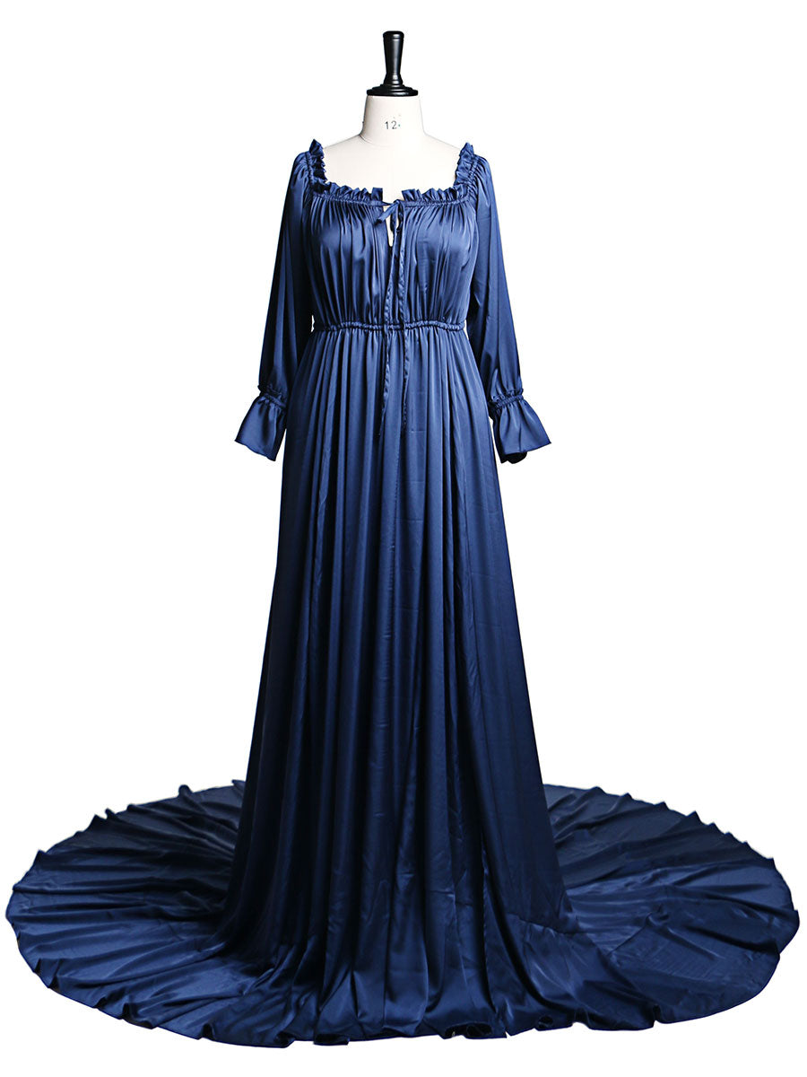 Verstellbare Schulter, volle Ärmel, Abendkleider, lange Strandfotografiekleider, Babypartykleid für Schwangere, YEWEN YD21801 