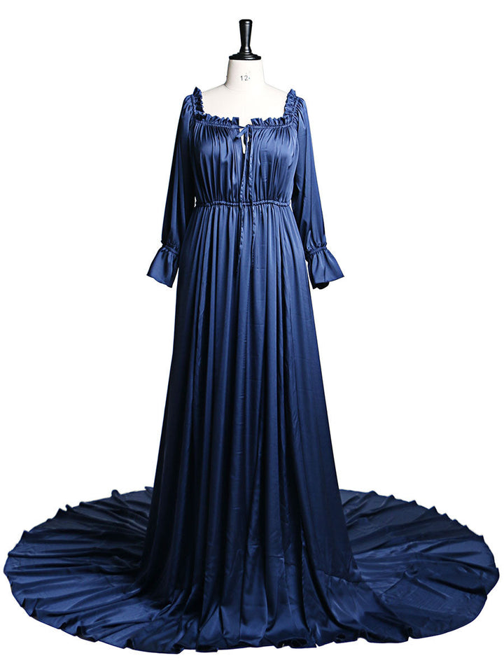 Verstellbare Schulter, volle Ärmel, Abendkleider, lange Strandfotografiekleider, Babypartykleid für Schwangere, YEWEN YD21801 