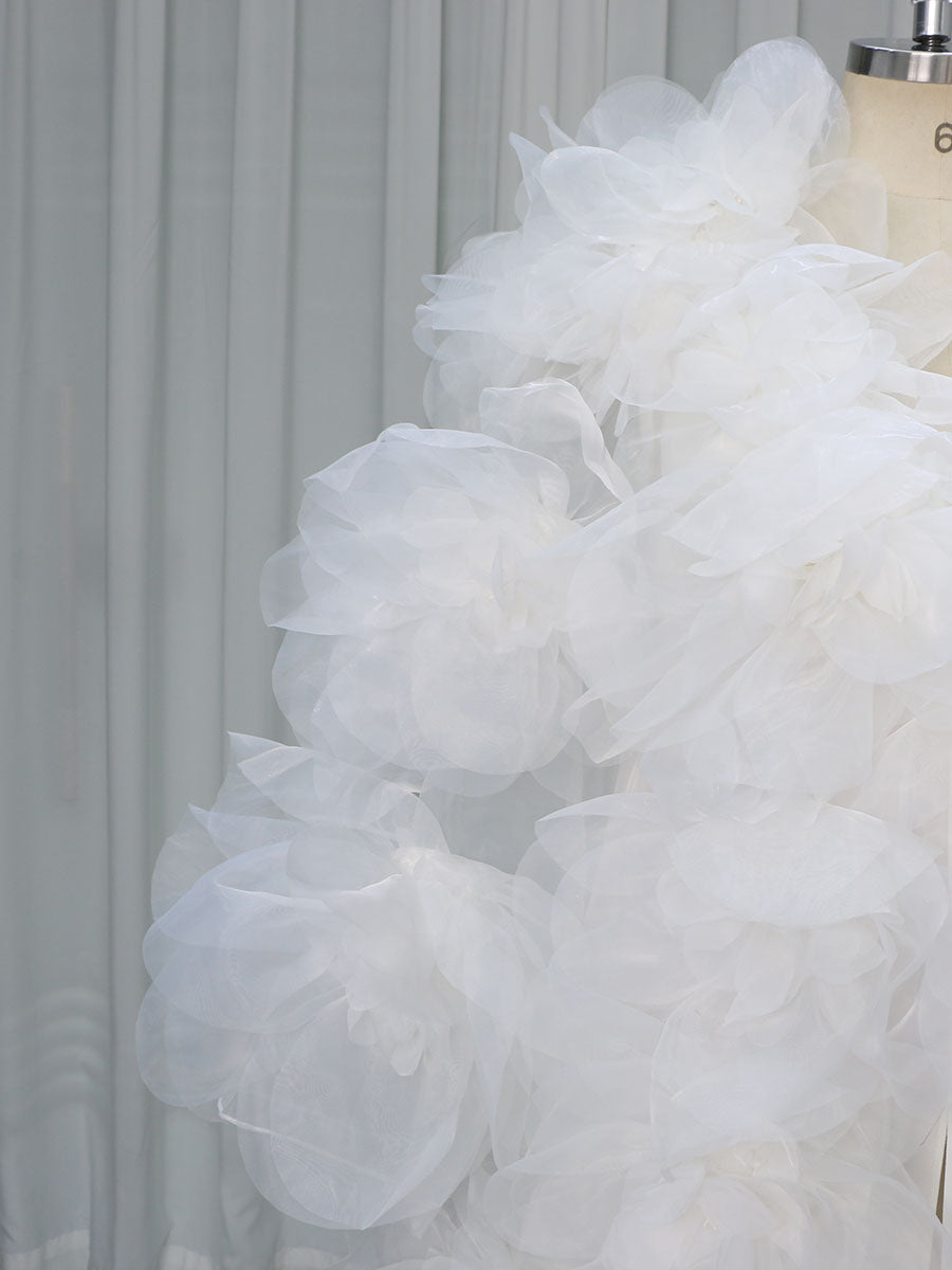 Handmade Flower Cape Robe Photoshoot Gown with Slip