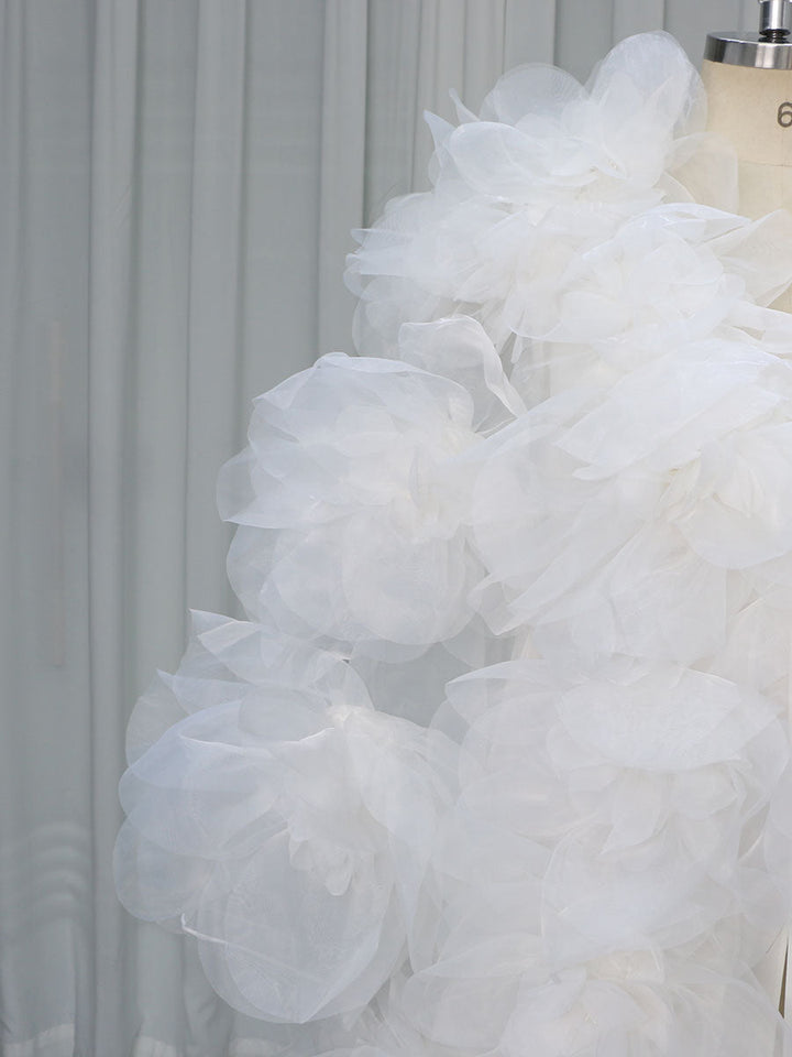 Handmade Flower Cape Robe Photoshoot Gown with Slip