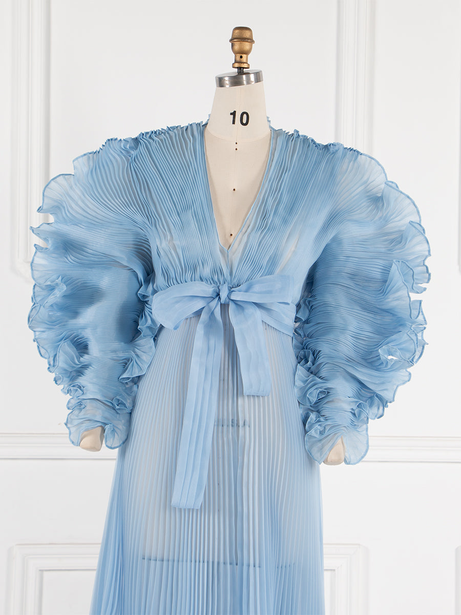 Fashion Pleated Organza Maternity Dresses for Photoshoot Long Dress for Maternity Shoot Baby Shower Dresses YW243116-1