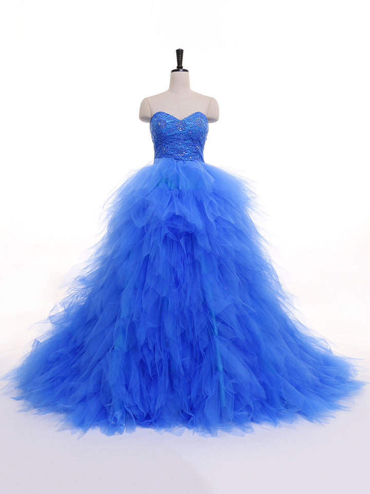 Trägerloses, besticktes, rückenfreies Rüschenkleid für Fotoshootings 