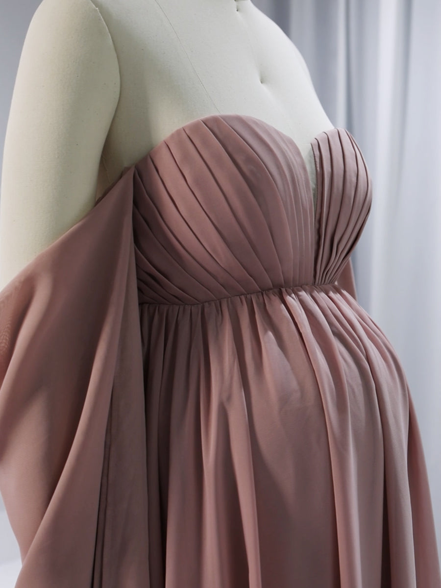 Chiffon-Umstandskleid für Fotoshootings, lange Cape-Ärmel, Fotografie-Kleid YW231153 