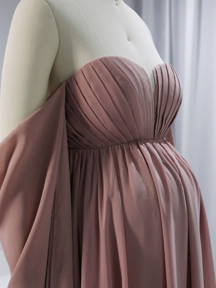 Chiffon-Umstandskleid für Fotoshootings, lange Cape-Ärmel, Fotografie-Kleid YW231153 