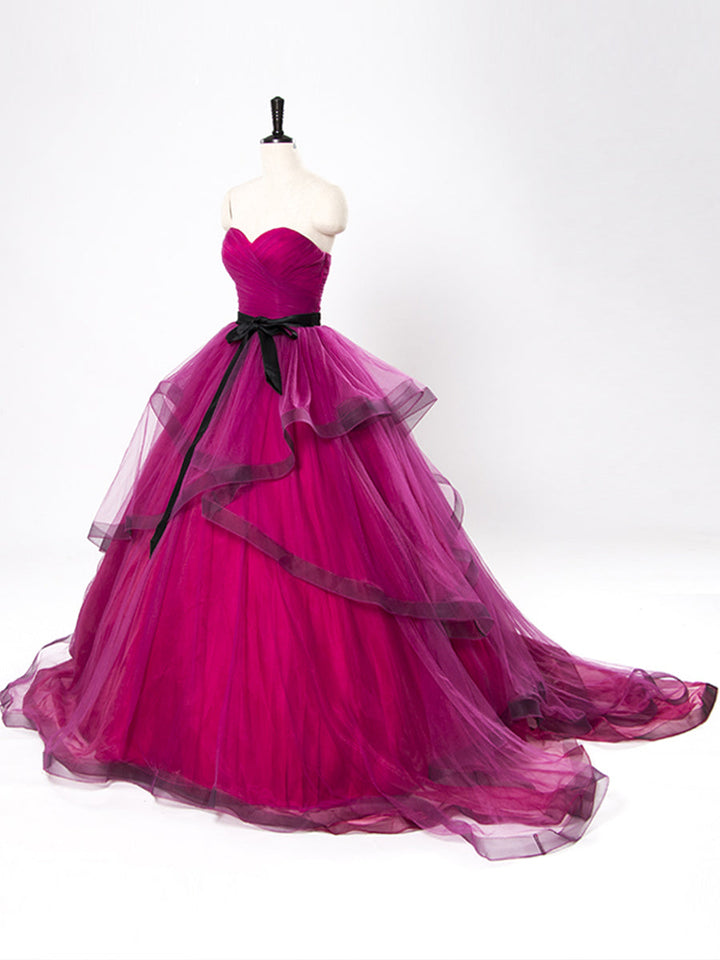 Elegantes Tüllkleid Asymmetrisch Trägerlos A-Linie Umstandskleid 001 