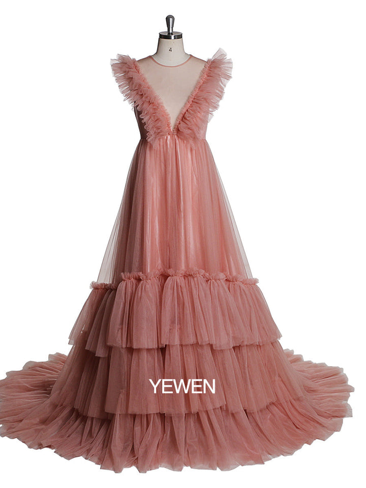 Ärmelloses Maxi-Umstandskleid, plissiert, rückenfrei, Ballkleid, Partykleid 