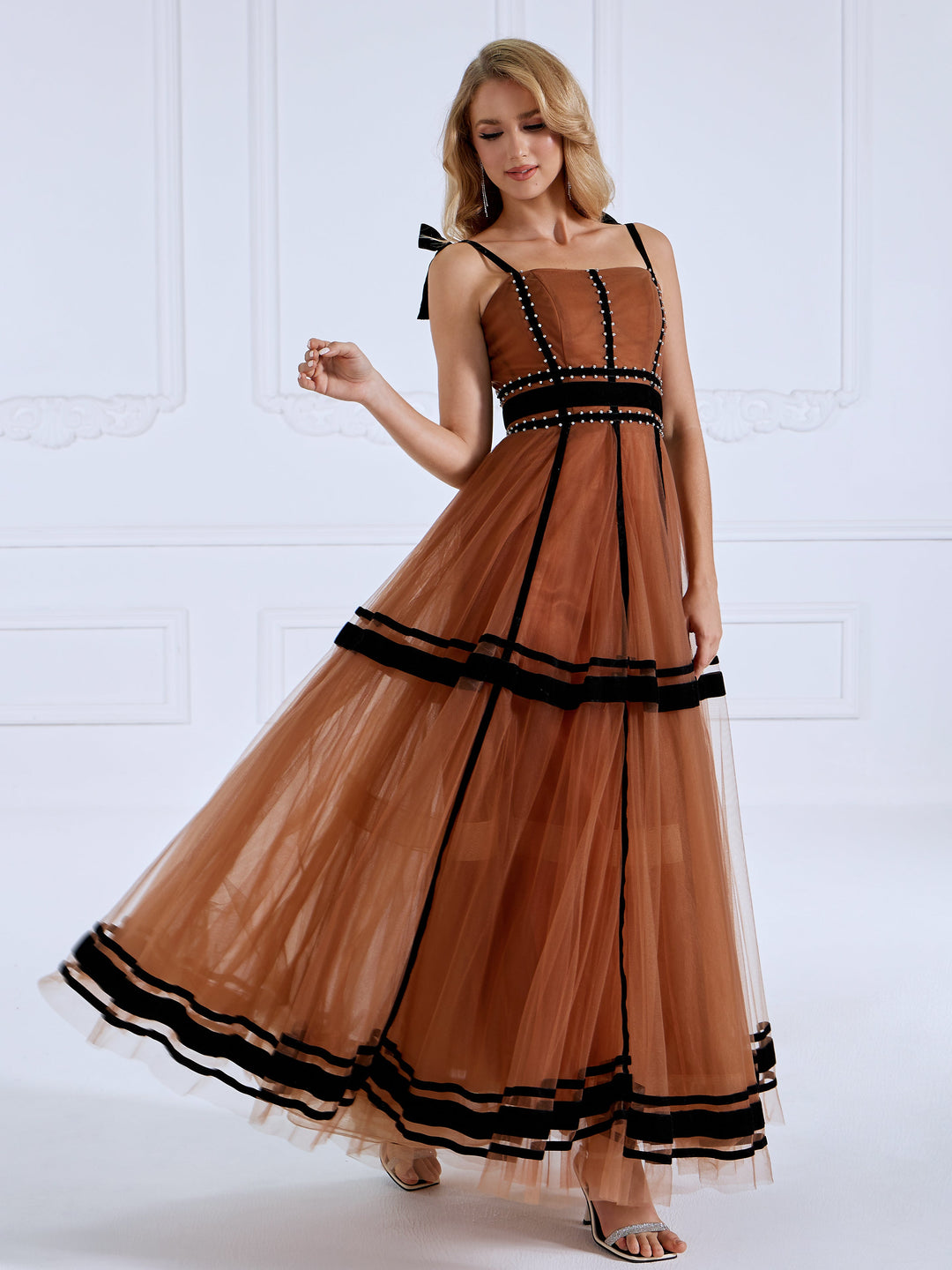 Spaghetti Strap, Rhinestone Tulle Ball Gown