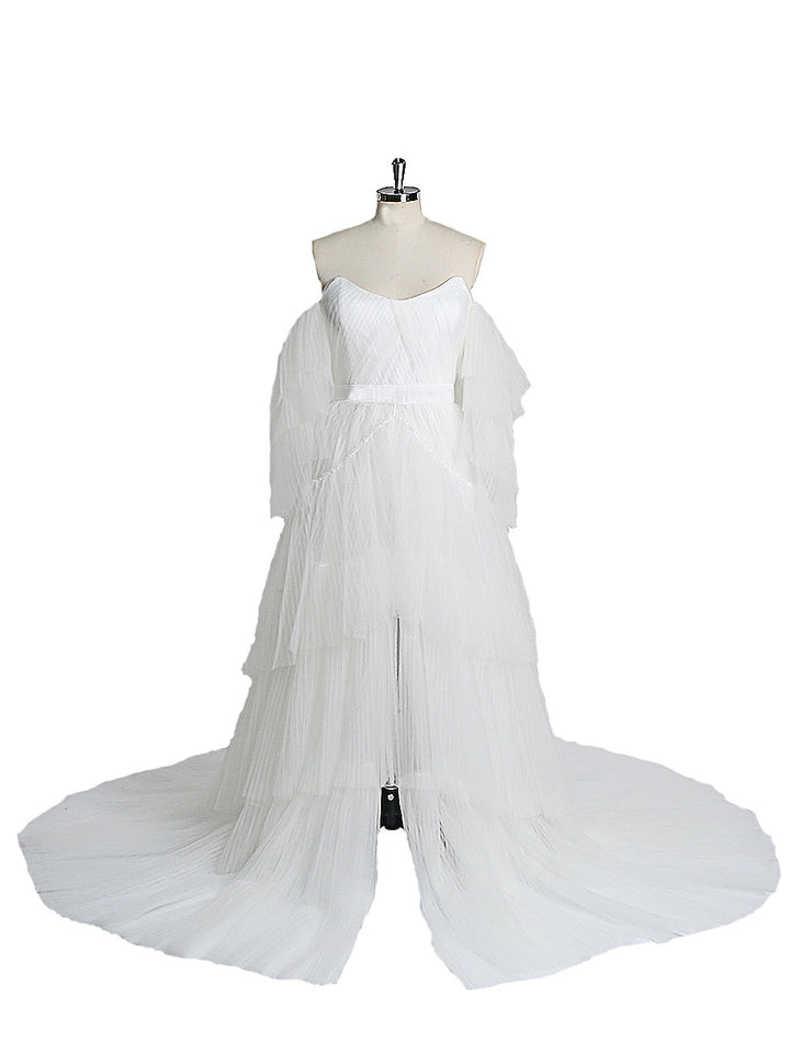 Sexy schulterfreies Umstandskleid mit Rüschen und Schnürung, Abendkleid für Fotoshootings, YW2051 