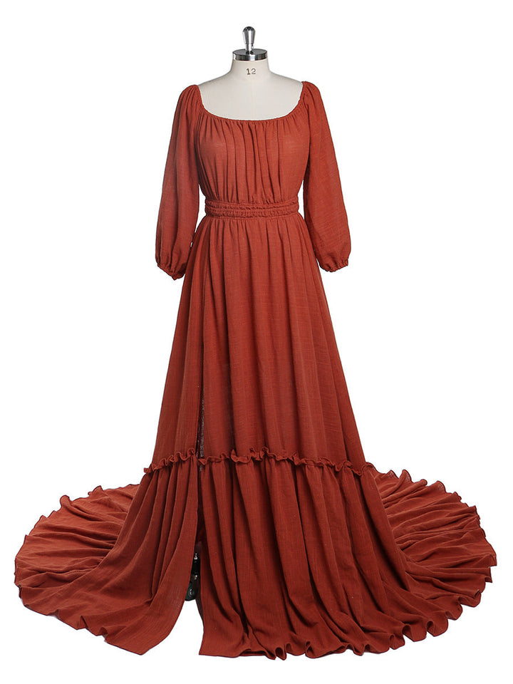 Versandfertig - Schulterfreies Kleid mit langen Ärmeln für die Fotografie, für Schwangere, Babyparty, YD21812