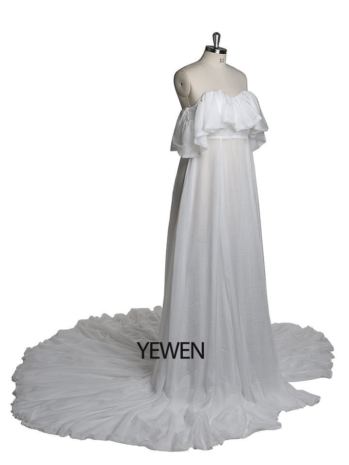 Abendkleid aus Seidenchiffon, schulterfrei, Umstandskleid für Fotoshootings, Fotografie-Kleid, individuell anpassbar, Übergröße YD21106 